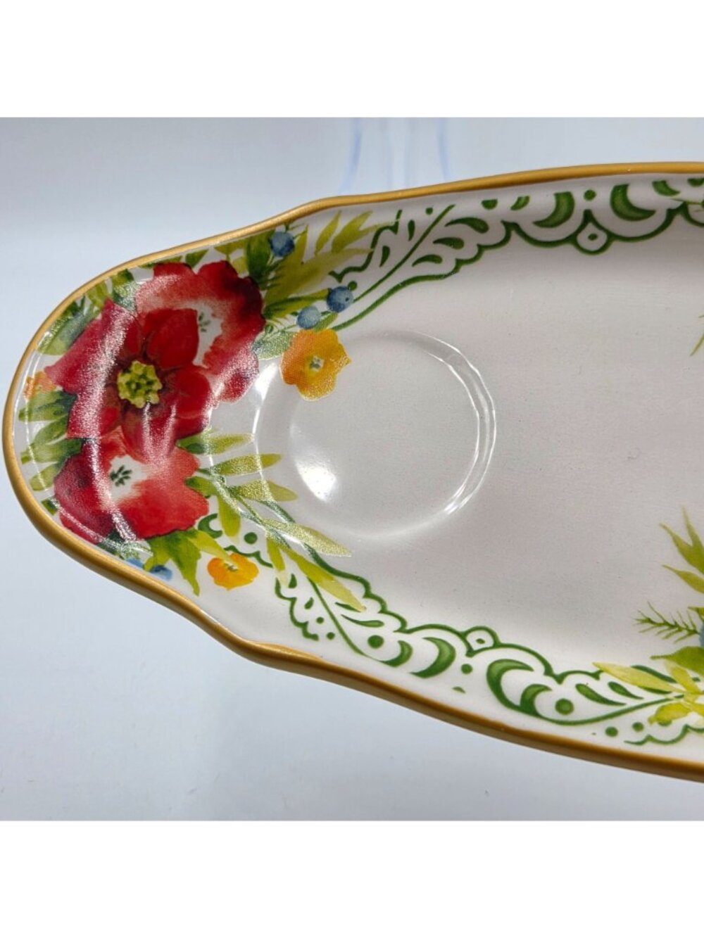 Pioneer Woman Garland 2 Piece Set Condiment Tray with Be Merry Bowl - Picture 9 of 16